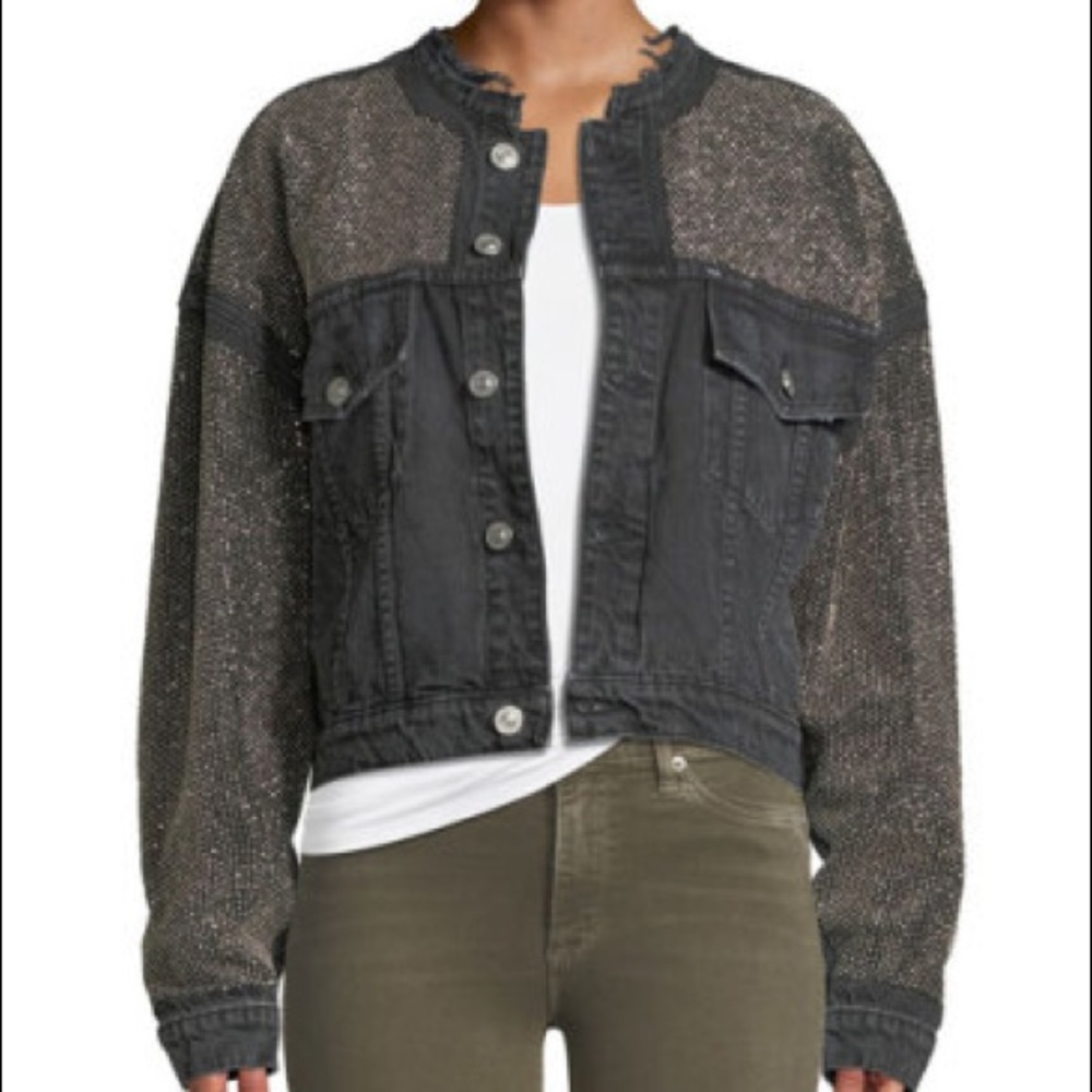 Hudson Rei Cropped Studded Denim Jacket
